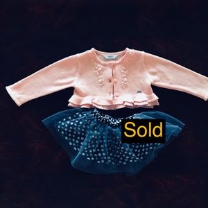 Mayoral pink cardigan & Zara skirt 3/6 M